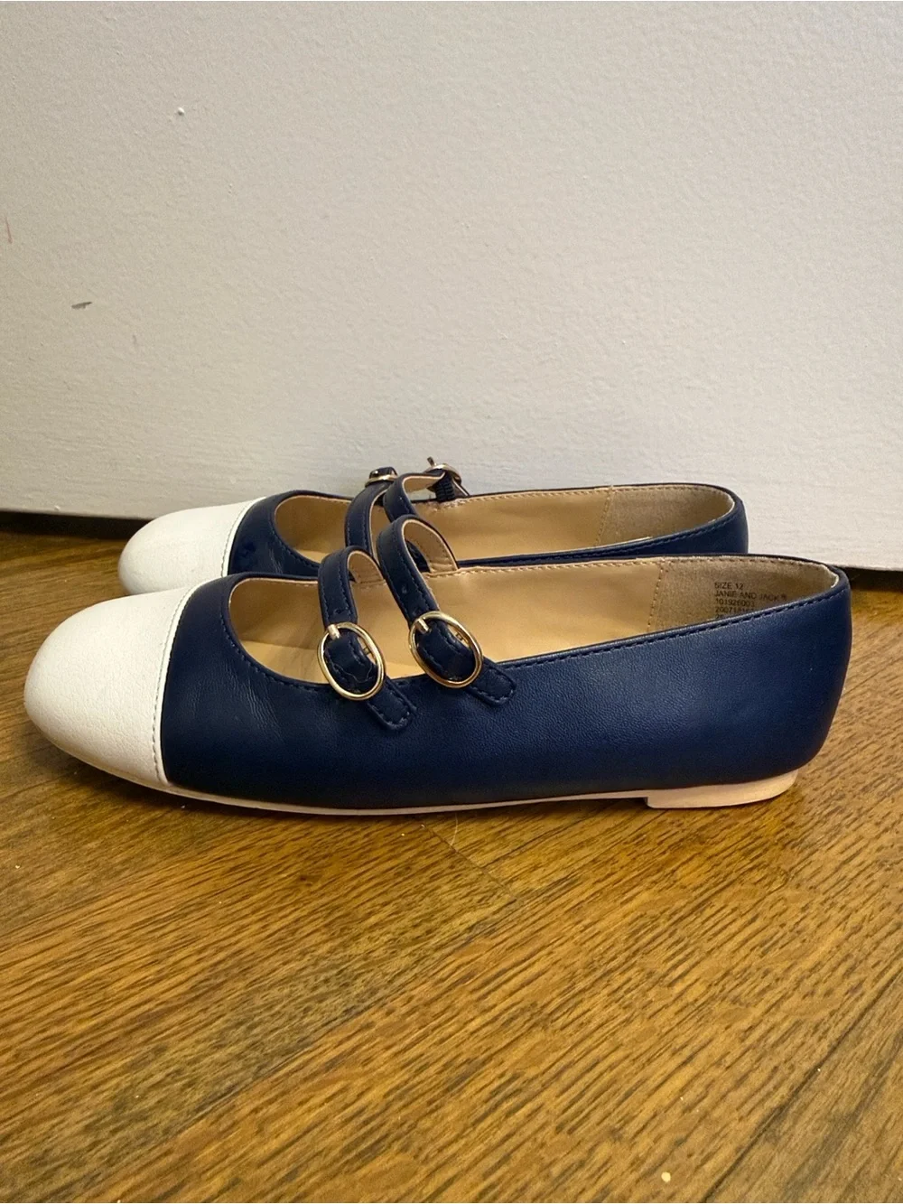 Classic Navy and White Mary Jane Kids Shoes